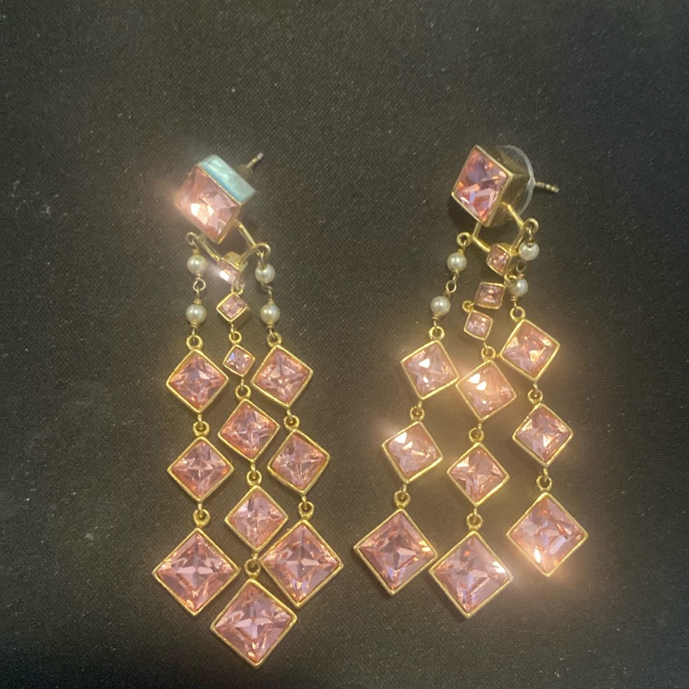 Beautiful original Swarovski pink crystal chandelier earrings